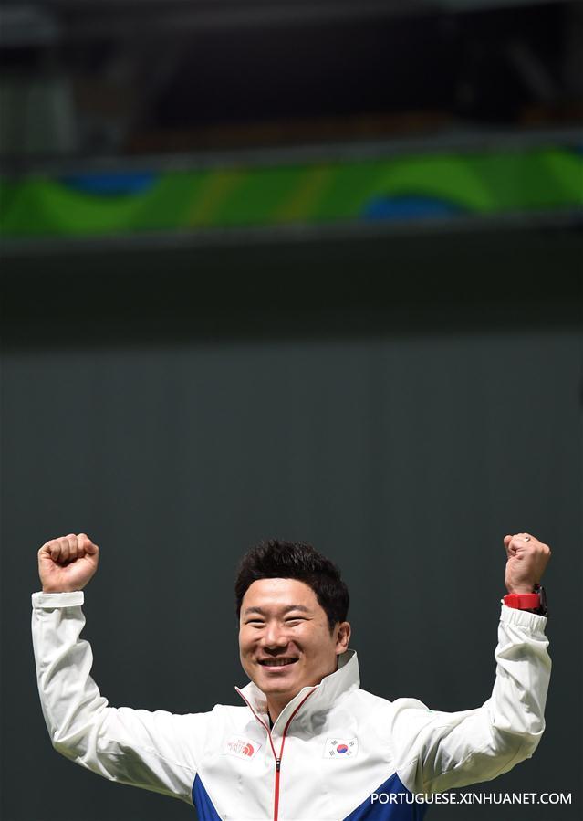 （里约奥运会·领奖台）（3）射击——男子50米手枪：韩国选手秦钟午夺冠 