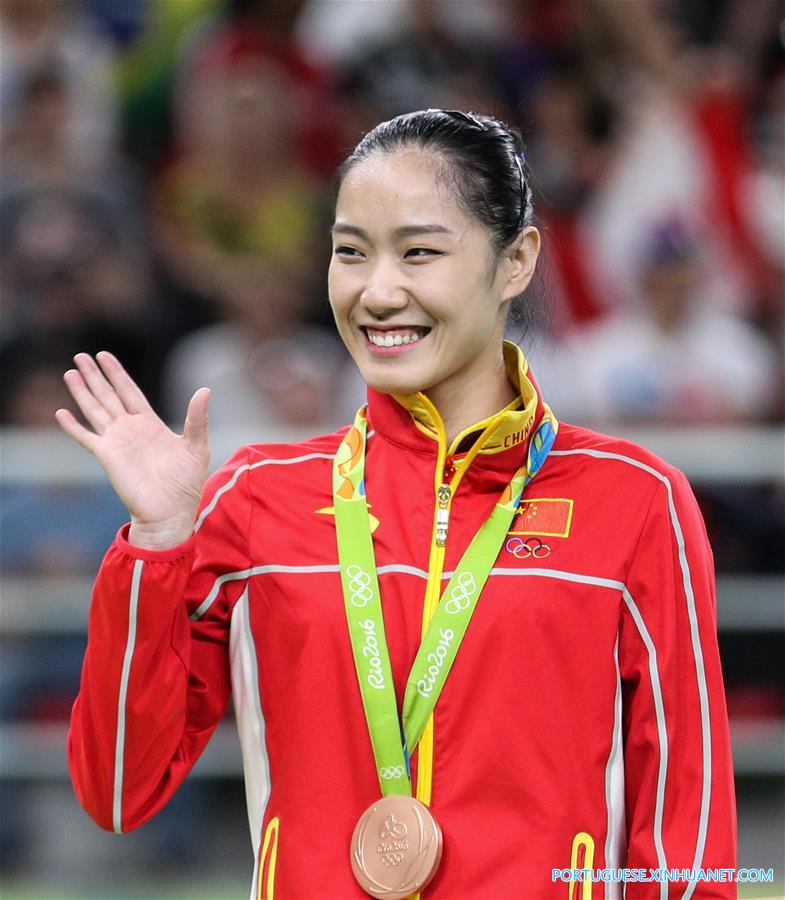 （里约奥运会·领奖台）（1）蹦床——中国选手李丹获得女子铜牌