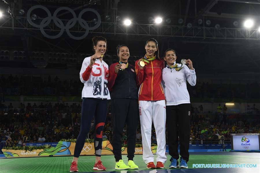 （里约奥运会·领奖台）（2）跆拳道——女子67公斤以上级颁奖仪式