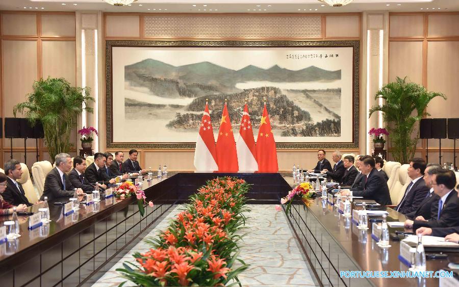 (G20 SUMMIT)CHINA-HANGZHOU-XI JINPING-SINGAPORE-LEE HSIEN LOONG-MEETING (CN)