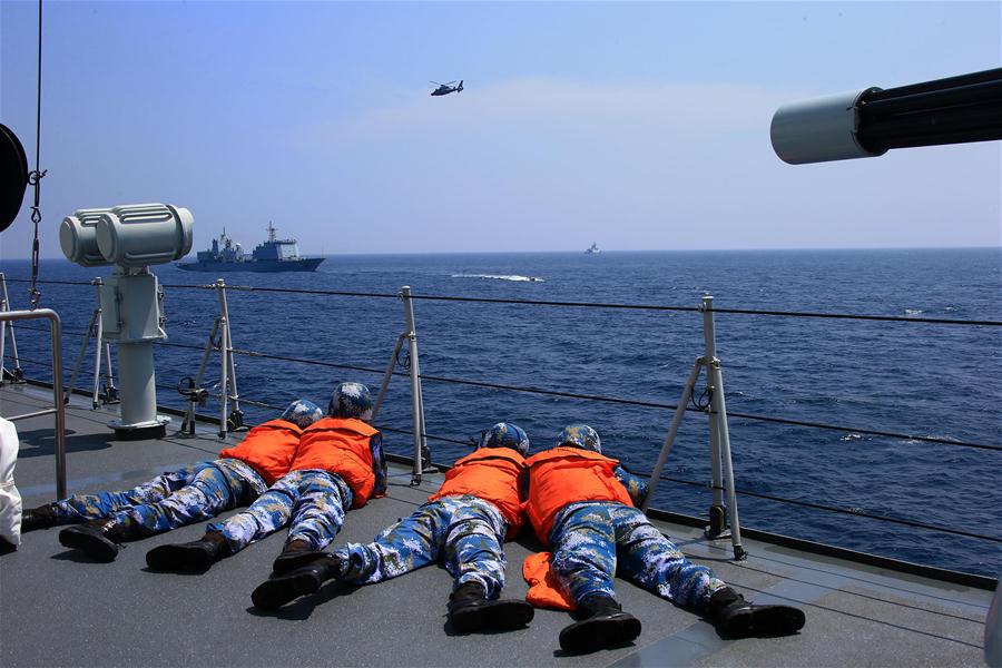 （军事）（5）中俄“海上联合—2016”军事演习举行海上联合行动演练
