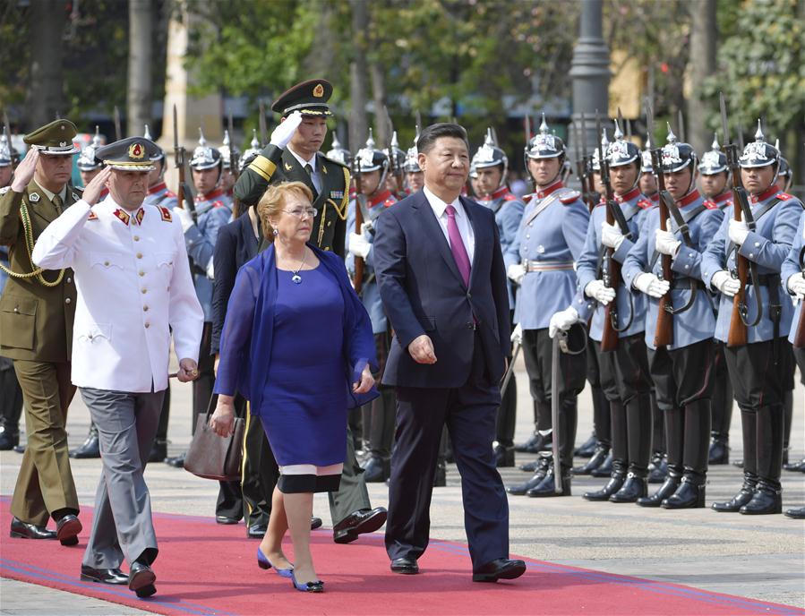 （時政）（1）習近平同智利總統巴切萊特舉行會談