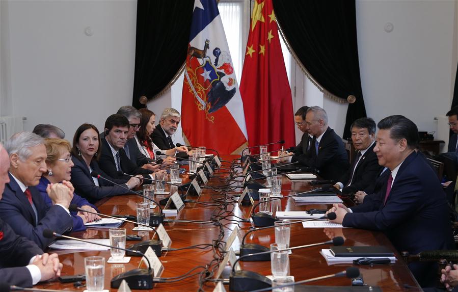 （XHDW）（1）习近平同智利总统巴切莱特举行会谈