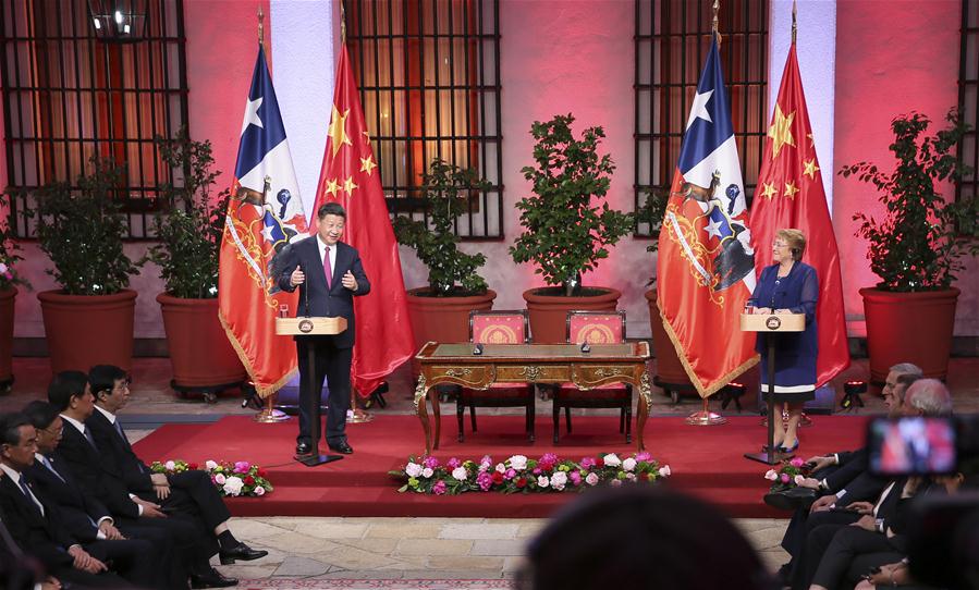 （XHDW）（2）习近平同智利总统巴切莱特举行会谈