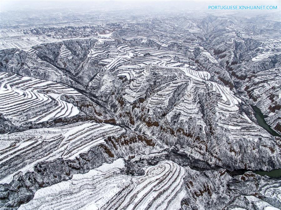 #CHINA-SHANXI-PINGLU-TERRACE FIELD-SNOWFALL (CN)