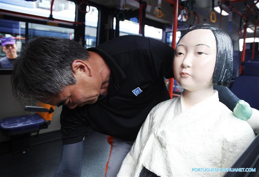 SOUTH KOREA-SEOUL-BUS-"COMFORT WOMEN"STATUE-DISPLAY