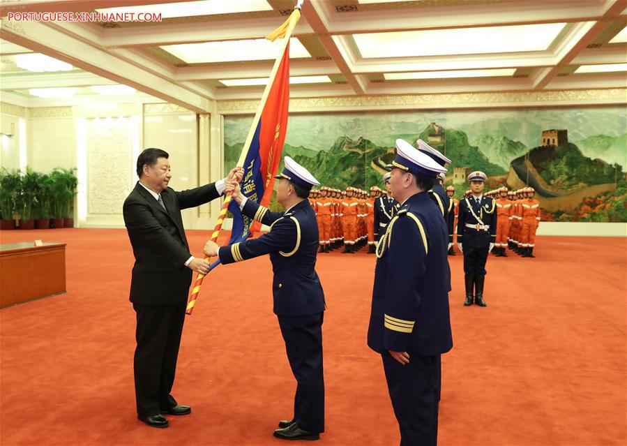 CHINA-BEIJING-XI JINPING-FIRE AND RESCUE TEAM-FLAG-CONFERRING (CN)