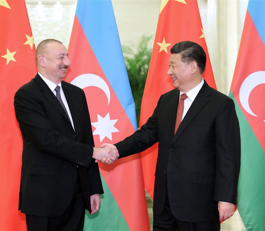 (BRF)CHINA-BEIJING-BELT AND ROAD FORUM-XI JINPING-AZERBAIJANI PRESIDENT-MEETING (CN)