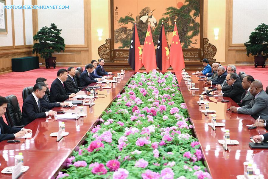 (BRF)CHINA-BEIJING-XI JINPING-PNG PM-MEETING (CN)