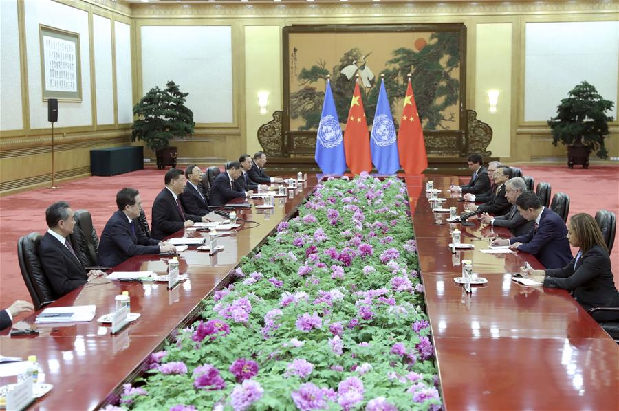 (BRF)CHINA-BEIJING-XI JINPING-UN CHIEF-MEETING (CN)