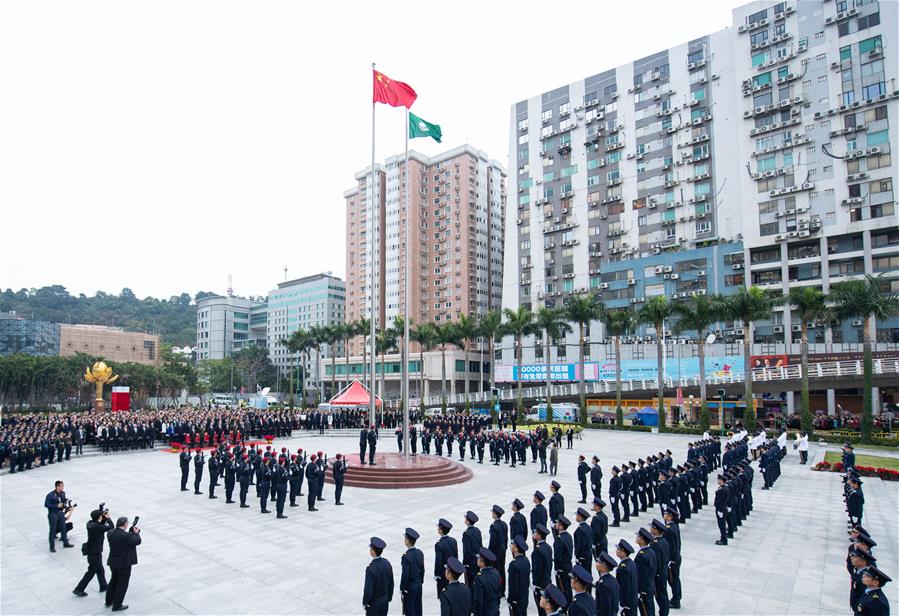 CHINA-MACAO-RETURN-20TH ANNIVERSARY-FLAG-RAISING CEREMONY (CN)