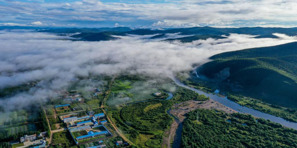Vista aérea de Hulun Buir no norte da China