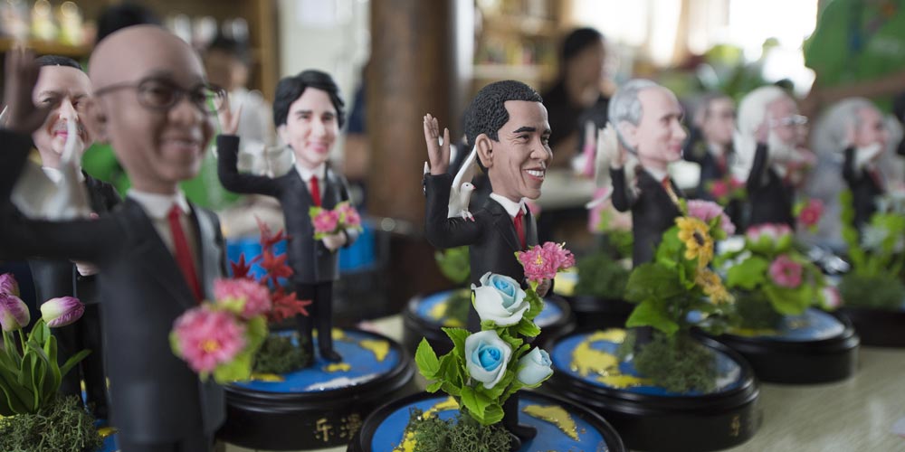 Figurinhas de barro exibidas em Hangzhou, anfitriã da 11ª Cúpula do G20
