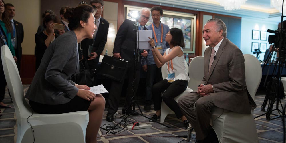 Presidente brasileiro recebe entrevistas em Hangzhou, no leste da China