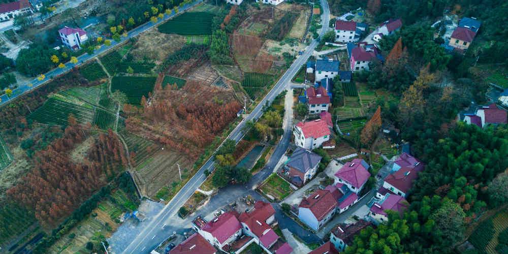 Vista aérea da aldeia de Hongjia no leste da China