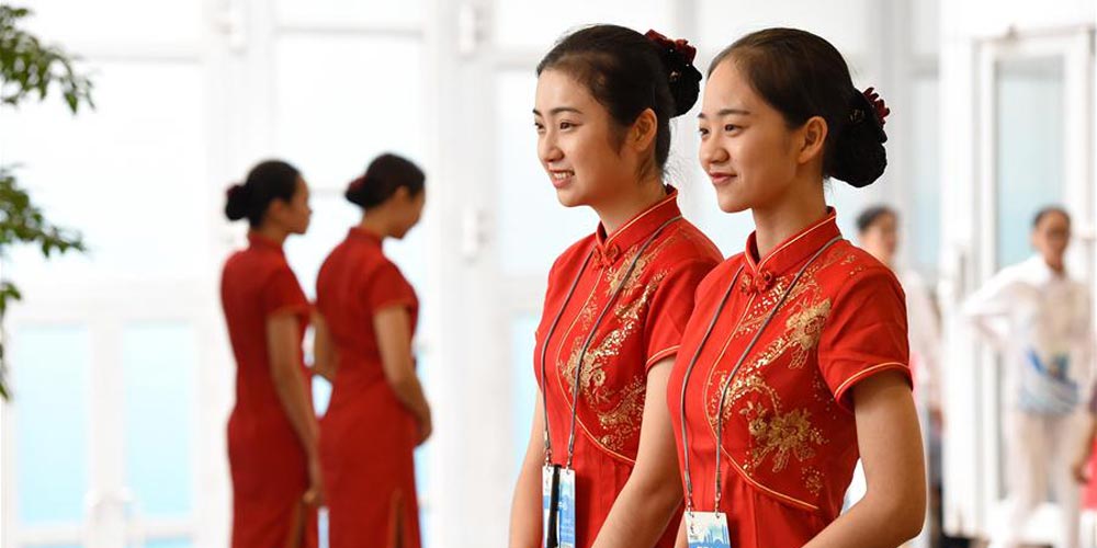 Voluntários trabalham na 9ª Cúpula do BRICS em Xiamen