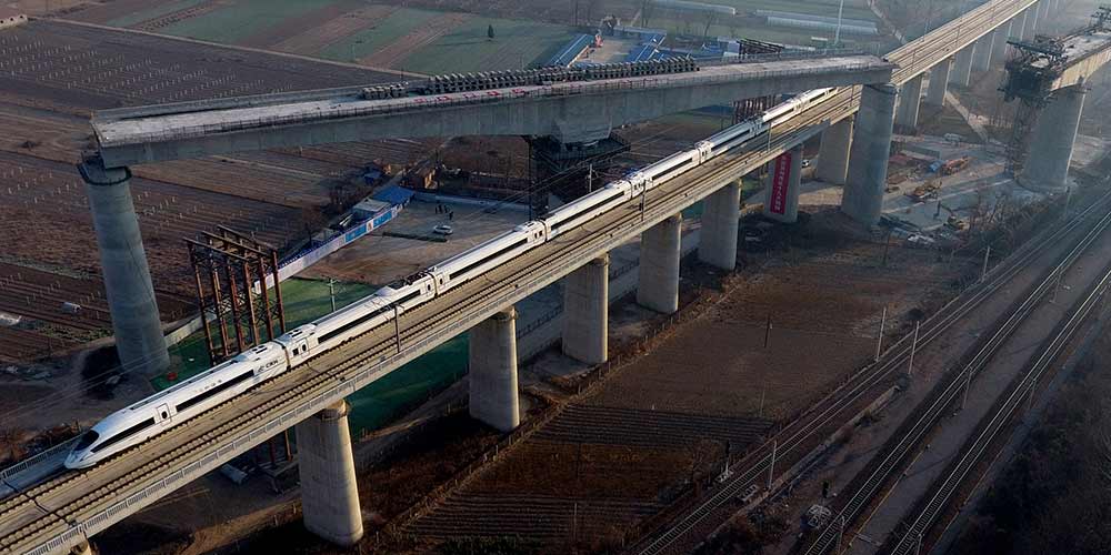 Ferrovia de alta velocidade Shangqiu-Hefei-Hangzhou em construção