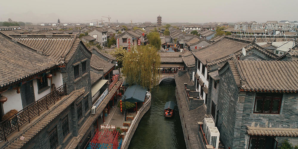 Cenário da antiga vila de Luanzhou em Hebei, norte da China