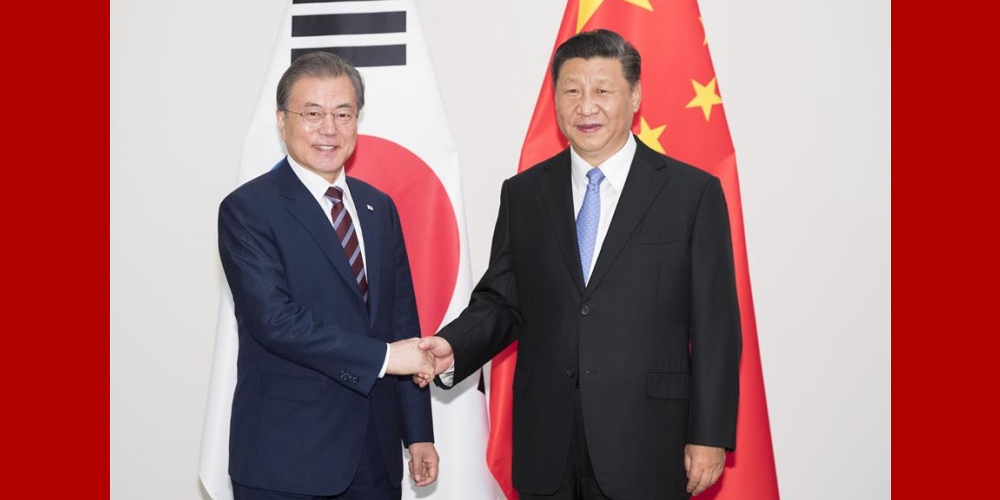 Xi e Moon concordam em promover cooperação de ganha-ganha, multilateralismo e livre comércio