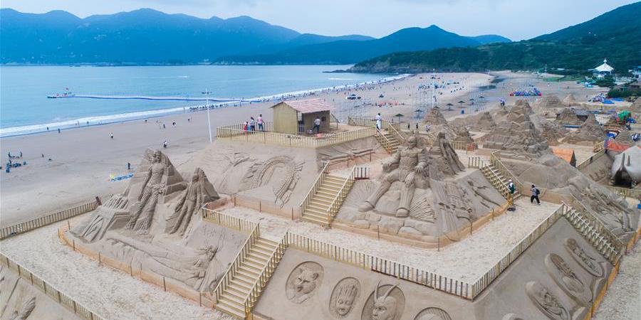 21º Festival Internacional de Esculturas de Areia de Zhoushan começa em Zhoushan, província de Zhejiang, leste da China