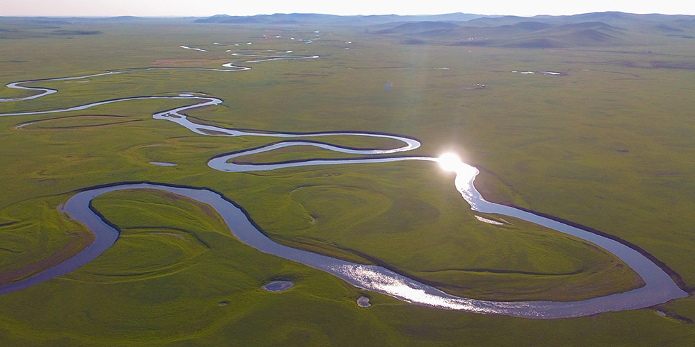 Paisagem do rio Hulun Buir na Mongólia Interior, norte da China