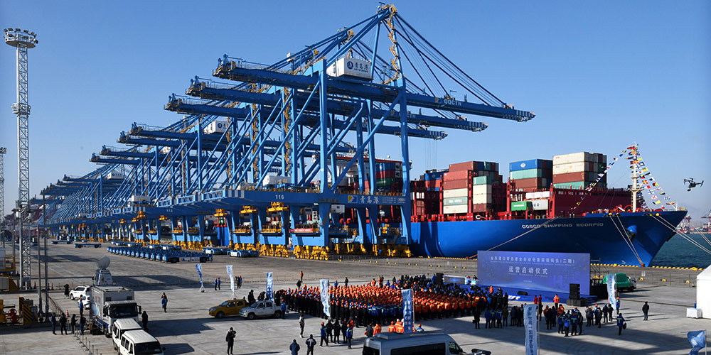 2ª fase do terminal automático do porto de Qingdao entra em funcionamento