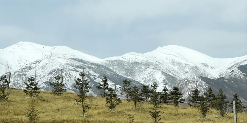 Paisagem de neve das montanhas Qilian em Gansu