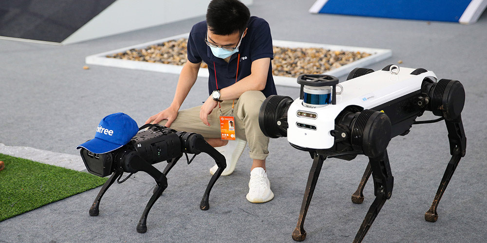 Robôs quadrúpedes se apresentam na feira de comércio de serviços