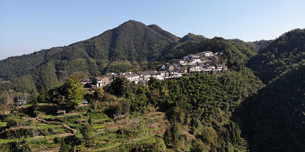 Vista da aldeia de Mulihong em Anhui